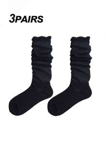 1 Pair/3 Pairs Summer Versatile Bubble Cuff Knee High Socks, Breathable Women Tall Socks, Y2k