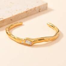 1 pieza Pulsera de acero de titanio dorado de alta gama y de lujo con rhinestones multicolor, apta para atuendos diarios de mujer, regalos y ocasiones festivas