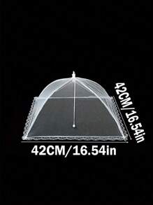 1pc White Portable Foldable Mesh Food Cover - White, Anti-Insect And Dustproof, Suitable For Picnic And Travel