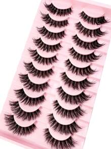 LYBCG New 10Pairs Clear Band Lashes Of Luxurious Fluffy False Eyelashes - Thick, Wispy, 3D Volume, Reusable, Soft, Lightweight, Faux Mink Strip Lashes For Halloween Cosplay Manga Lashes Dramatic Eye Makeup Look - 黑色 - 查看 3