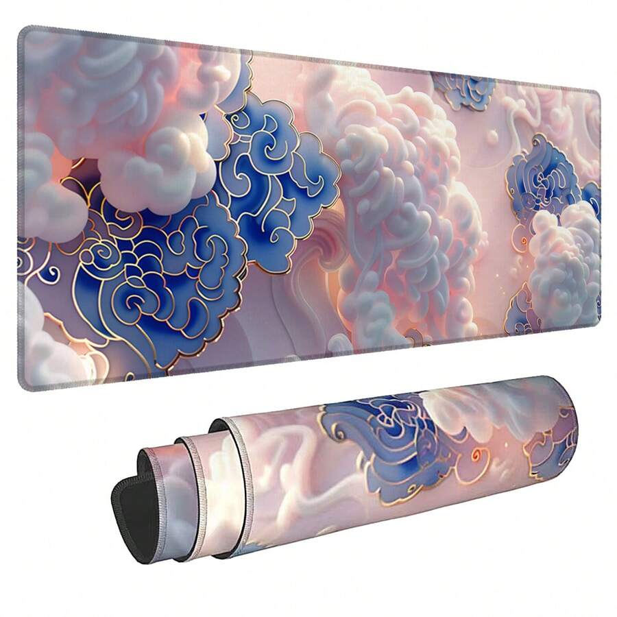 1 件 飘进东方梦境：精致云朵 - 图案鼠标垫游戏鼠标垫多尺寸键盘桌垫橡胶防滑办公鼠标垫办公桌配件键盘桌垫适用于学校办公室家庭礼物送给朋友家人