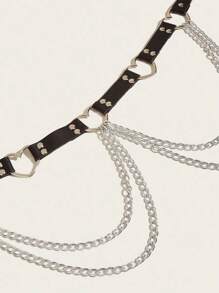 1pc Women's Sexy Gothic Style Waist Chain Heart Pendant Punk Fashion Accessory, Suitable For Everyday Wear, Festivals, Parties - Black - View 2
