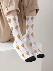 1 Pair 3D Printed Cartoon Athlete & Bicycle Mid-Calf Socks For Men & Women, Comfortable Breathable Fashionable Streetwear Socks, Suitable For Holidays, Vacations, Gift-Giving