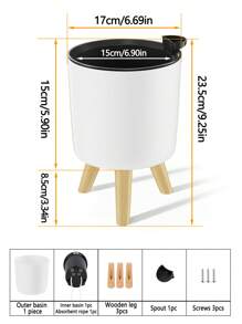 现代极具吸引力的花盆 可拆卸木腿支架植物花盆 苗圃花盆 适用于卧室客厅落地式盆栽植物花盆 家庭花盆 自吸式花盆 塑料圆形花盆 - 彩色 - 查看 19