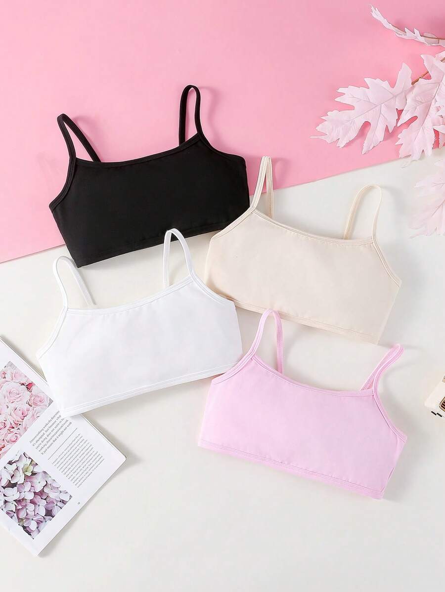 Chatreadl 4 件套休闲简约纯色女童文胸吊带背心适合所有季节 - 彩色 - 查看 1