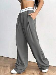 Wide Leg Pants Elegant Virginia Wide Leg Pants - Gris - Ver 4