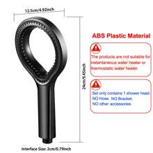 IOUHAPPY 1个塑料环高压淋浴喷头，手持式淋浴喷头，黑色/银色/灰色淋浴浴缸喷头，浴室用品，浴室配件，浴室工具 - 彩色 - 查看 5