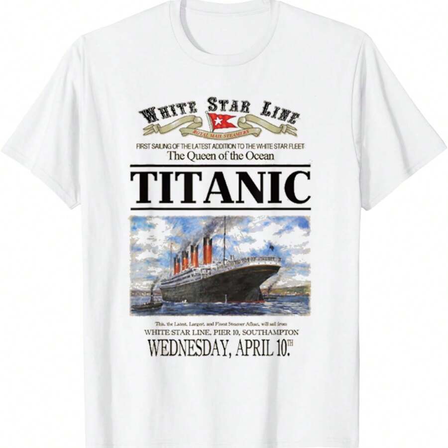 Vintage Ship Atlantic Ocean Voyage Retro Poster T-Shirt
