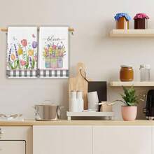 2 pièces Serviettes en microfibre super absorbantes à imprimé floral coloré, Chiffon à vaisselle, Chiffons de nettoyage, Accessoires de cuisine, Cadeaux de pendaison de crémaillère, Cadeaux d'anniversaire, Cadeaux pour amis, Produits de base pour la maison