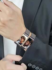 سوار من الفولاذ المقاوم للصدأ مطبوع عليه صورة شخصية مخصصة - مقاوم للماء، أنيق، قابل للتعديل، مناسب للأزواج والرجال والنساء والأصدقاء. تصميم إبداعي وأنيق. مناسب لجميع المناسبات. ذهبي، أنيق، ملون، عتيق، بسيط، يناسب الجنسين، كاجوال، جميل، مخصص، شخصي، فريد، هدية مثالية للزوجة، الصديقة، الصديق، الحبيب