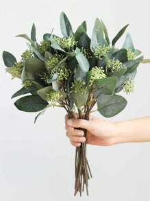 Set de 6/10/20 piezas de hojas y tallos de eucalipto artificiales mixtos, hojas de eucalipto ovaladas con semillas blancas, utilizados para arreglos florales, ramos de boda, decoración, decoración otoñal, decoración de mesa, decoración de jardín, decoración de habitación, regalo de San Valentín