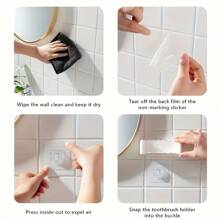1 Pezzo Porta spazzolini da denti 5 slot con coperchio, portaspazzolini da parete adesivo, accessori da bagno in plastica, adatto per dormitori e docce, può contenere 5 spazzolini, senza elettricità richiesta, accessorio perfetto per il bagno