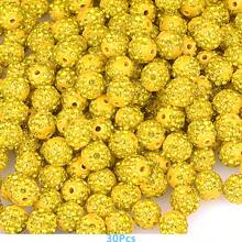 Perles de strass de 10 mm pour l'artisanat, 10/30/60 pièces en couleurs mélangées, perles rondes brillantes Shamballa boule disco en vrac, perles de cristal étincelantes fantaisie en argile pour la création de colliers, bracelets, boucles d'oreilles et décoration DIY