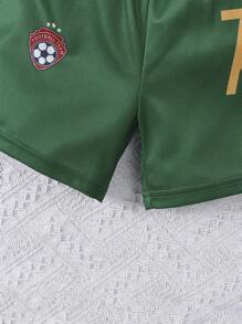 Polyester Soccer Jersey And Shorts Set For Teens - Opaque, Colorblock Design For Sports And Performance, Crew Neck, Easy Care, Great For Spring/Summer, Boys Soccer Gift, Perfect For Outdoor Activities