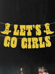 1 Set Let's Go Glitter Banner - Silver, 5 Ft. | Bachelorette Party Decorations, Cowgirl Birthday, Last Rodeo Backdrop, Nashville, Cow Rodeo Theme