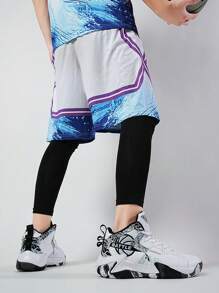 2025 Spring New Lightweight Thick Sole Plus Size Women Basketball Shoes, Outdoor Casual Sports Shoes, Durable Running Shoes, Soft & Comfortable Hiking Shoes, Shock Absorbing & Rebound, Casual Shoes With Random Asymmetric Patterns - Black and White - View 11