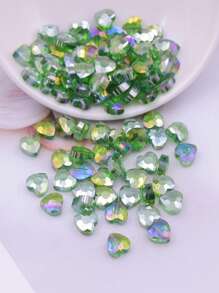 24pcs 8mm Iridescent Glass Crystal Heart-Shaped Beads, Faceted Heart Loose Beads For Necklace, Bracelet, DIY Jewelry Craft, Clothing And Gift Accessory