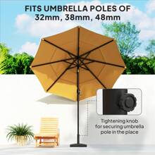 Outsunny Garden Parasol Base, 15kg HDPE Outdoor Umbrella Stand Parasol Stand With Cut-Out Design, Sun Umbrella Base For Deck Poolside, Black - Black - View 4