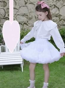 Spódnica tiulowa w kształcie tortu dla młodej dziewczyny - Biały - Zobacz 3