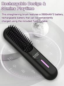 GENAI Portable Wireless Hair Straightening Brush, Portable Negative Ion Hair Straightening Brush, Long-Lasting Heated Hair Straightening Brush, Lightweight & Compact, Anti-Scald Design, Ideal Gift - Multicolor - View 4