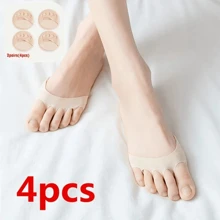 2 Piezas/4 Piezas Almohadillas metatarsiana para mujeres y hombres, almohadillas blandas para la parte delantera del pie, reutilizables, transpirables, medias invisibles para primavera y verano. Almohadillas para los cinco dedos de los pies de la mujer para tacones altos, cómodos semiinsertos para el cuidado de los pies, calcetines con insertos antideslizantes para los dedos de los pies, para sandalias, medias de media longitud para mujeres, almohadillas para la parte delantera del pie, calcetines con los dedos expuestos, calcetines de cinco dedos antideslizantes, exterior, tacones, viaje, accesorios de viaje