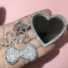 4pcs/Set Luxury Bling Rhinestone Bowknot Metal Hollow Faux Pearl Star Heart Shaped Mirror With Rhinestone Love Junk Phone Case Laptop Scrapbook Makeup Box Hair Clip Water Bottle Decoration Charms Accessories Kawaii Y2K Girls DIY Crafts Ornament