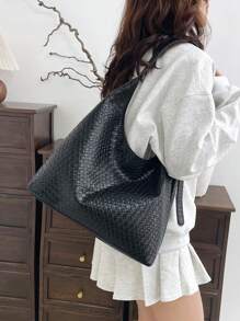 Fashionable Oversized Shoulder Women Tote Handbag, New Design High Quality - Black - View 2