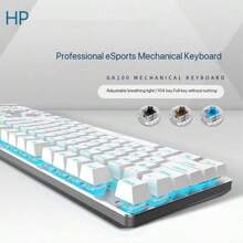HP/惠普机械键盘游戏专用有线电竞青轴茶轴lol吃鸡笔记本台式电脑办公男女生金属面板人体工学全键无冲酷炫灯效黑白混光USB接口 - 彩色 - 查看 6