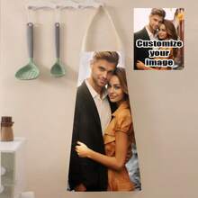 1pc Customizable Linen Kitchen Apron - Personalized Design, Photo Or Text - Woven Polyester Cooking Apron, Breathable,Lightweight,Washable,Cute,Love,Shining,Soft,Comfortable,Elegant,Custom,Personalized,Unique,Him,Her,Boyfriend,Girlfriend,Dad,Mom,Family,Friends,Customized Aprons,Warm Ambience,Xmas Decoration,Living Room Washable