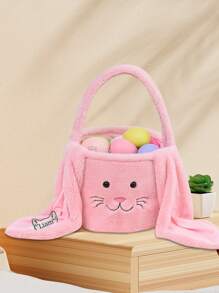 定制名字刺绣复活节篮子，毛绒长耳兔礼品篮，热毛绒兔子桶，毛绒礼品袋，学生手提袋，糖果袋，毛绒袋，复活节彩蛋篮子，可定制刺绣复活节兔子，圆柱形零食袋 - 彩色 - 查看 7