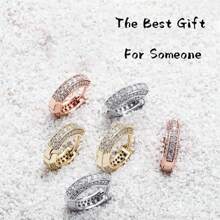 冰晶圆环耳环 方晶锆石 耳钉 软骨袖口 防过敏 14K 镀金 奢华时尚圆形耳环 男女皆宜