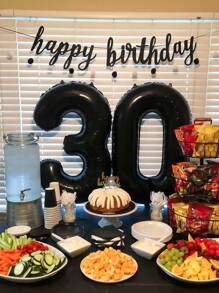 1 个 32/40 英寸巨型金属数字铝箔气球，黑色聚酯薄膜数字气球，适合生日、周年纪念、婚礼派对装饰，男女皆宜 - 黑色 - 查看 7