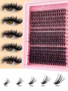 全新 300 件/15 排 5D 蓬松 DIY 睫毛簇 30D/40D/50D/60D/80D 自然浓密睫毛簇 D/DD/CC 卷曲纤细单根睫毛 8-16 毫米混合簇睫毛延长，家用睫毛延长，640/448/576/570/544/560/240/184/120/300 件 - 彩色 - 查看 8