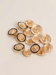 10/20 件锌合金狮头图案金属纽扣，适用于时尚女士大衣缝纫纽扣，耐用，5 种尺寸可选 - 金色 - 查看 6
