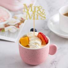12 piezas Mr & Mrs Decoraciones para cupcakes con purpurina dorada, adecuados para bodas, baby showers, cumpleaños, Día de la Madre, aniversarios, San Valentín, Navidad y talla grande.