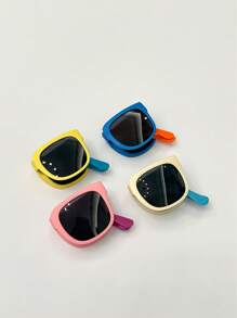 1副可折叠方形框架简约儿童眼镜 - 彩色 - 查看 2