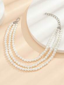 Elegant & Sexy Faux Pearl Beaded Tassel Anklet, Geometric Foot Jewelry, Party Style