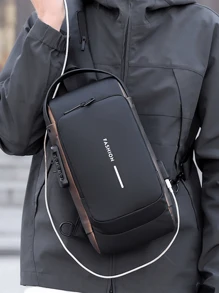 男士牛津纹理斜挎包带密码锁 - 时尚摩托车斜挎包带手机袋，拉链开合适合日常通勤，防盗斜挎胸包 - 休闲运动旅行斜挎包带可调节肩带，多口袋腰包，适合户外旅行、婚礼、复活节，是送给父亲、丈夫、男朋友和老师的完美礼物