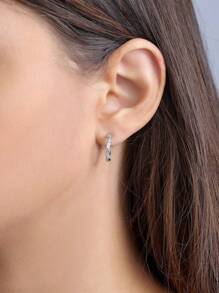 1 Pair Fashion Zirconia Circle Copper Earrings For Women, Clip-On No Piercing High-Quality Shiny Earrings Suitable For Daily Wear