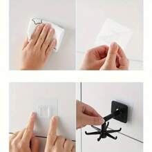 1 pieza Soporte giratorio de 360° para ollas y sartenes de fácil instalación - Sin necesidad de taladrar, montado en la pared, estante de almacenamiento en techo circular expandible de plástico negro para utensilios de cocina, cucharas, espumaderas y talla grande.