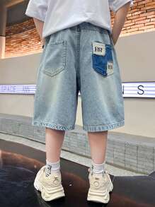Pantalones cortos de mezclilla de verano con estilo minimalista para niño preadolescente