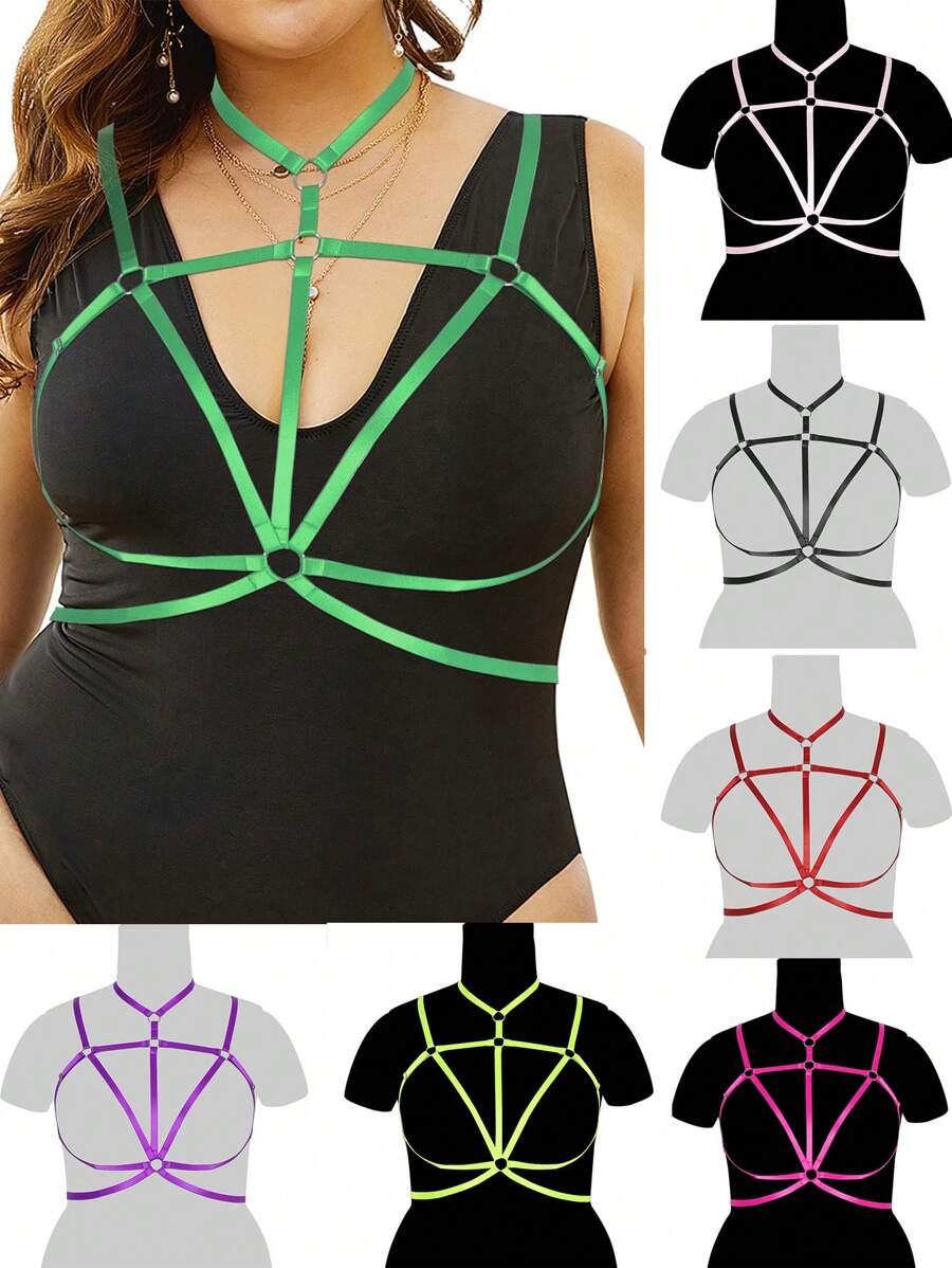 Plus Size Women Elastic Bandeau Bra, Seamless Hollow Out Design - Multicolor - View 1