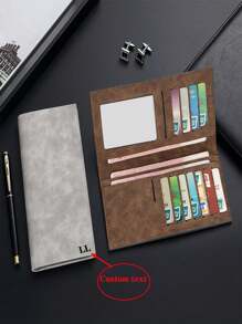1pc Customizable Long Wallet, Men's Super Slim Casual Multi-Slot Long Wallet Card Holder Purse, Solid Color Retro Style