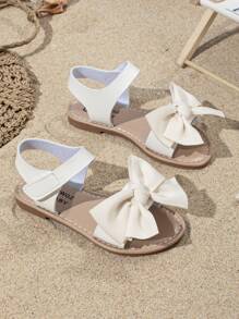 Girls' Summer Sandals, Butterfly Decor, Round Toe Flat Open Toe, Children's Princess Roman Shoes, Suitable For Casual Vacation, Beach Shoes