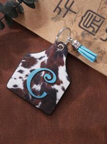 1pc Retro Western Farm Animal Cow Leather Keychain With Letter Print Car Accessories Bag Charm School Animal Cute Goth Y2k Bag Accessories Lanyards With Id Holder Car Accessories Bag Charms Christmas Gift Car Teacher Friend Sister Gift Ideas - Multicolor - View 7