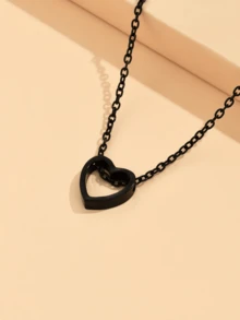 1 件时尚简约镂空心形吊坠项链，女士百搭配饰，适合日常休闲穿着、情人节礼物、妈妈、母亲、母亲节、礼物