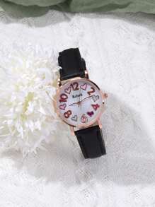 3 Fashionable And Exquisite Gifts, Gift Set, Casual Round Simple Love Digital Scale Women's Quartz Watch, Casual PU Belt, Multi-Functional Sisters Lovers Watch, Suitable For Gift Giving, Sisters Gift Set