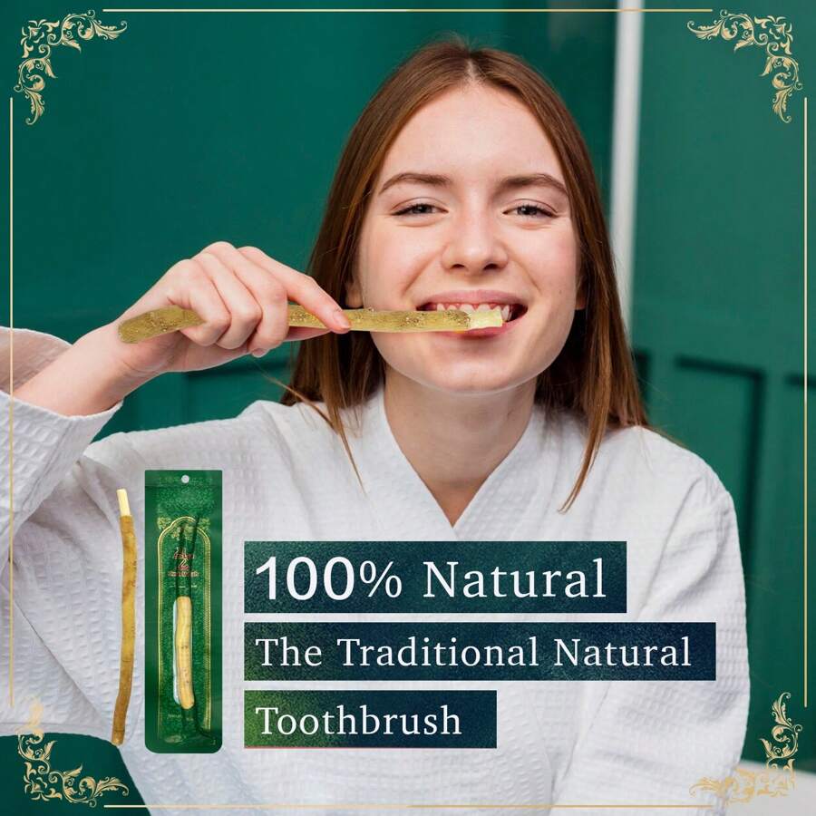 Miswak 牙刷 - 真空密封天然風味牙刷,由正宗阿拉伯原生植物製成 - 有助維持健康的牙齦、潔白的牙齒和清新氣息 Siwak - 墨綠色 - 查看 1