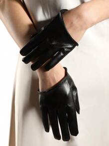 1 Pair Women's Fashionable Solid Color Sexy Punk Rock Style PU Gloves, Suitable For Party, Motorcycle Riding, Banquets - A - View 8