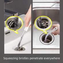 1 pieza Eliminador de obstrucciones de fregadero, herramienta de fontanería de cocina, cepillo de limpieza para eliminar el cabello